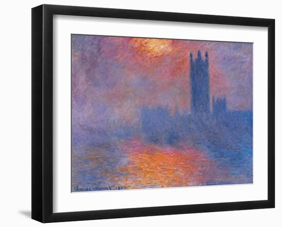 London Houses of Parliament. the Sun Shining Through the Fog-Claude Monet-Framed Giclee Print