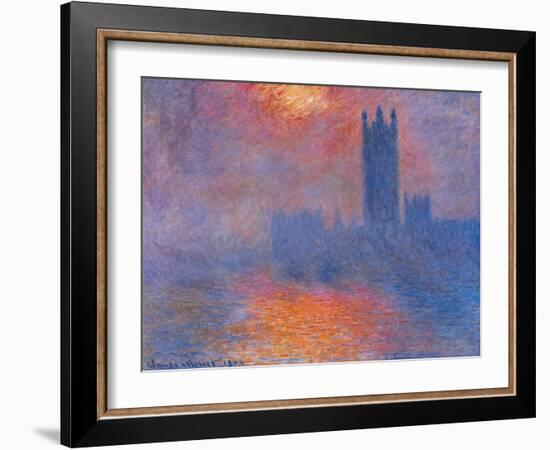 London Houses of Parliament. the Sun Shining Through the Fog-Claude Monet-Framed Giclee Print