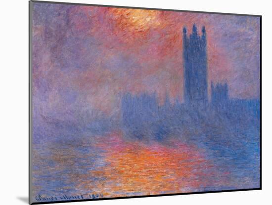 London Houses of Parliament. the Sun Shining Through the Fog-Claude Monet-Mounted Giclee Print