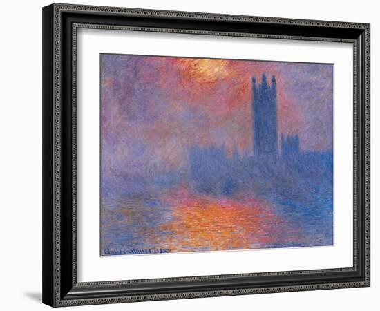 London Houses of Parliament. the Sun Shining Through the Fog-Claude Monet-Framed Giclee Print