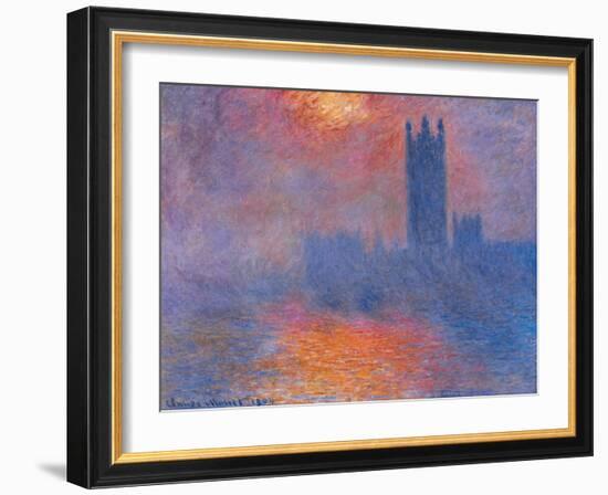 London Houses of Parliament. the Sun Shining Through the Fog-Claude Monet-Framed Giclee Print