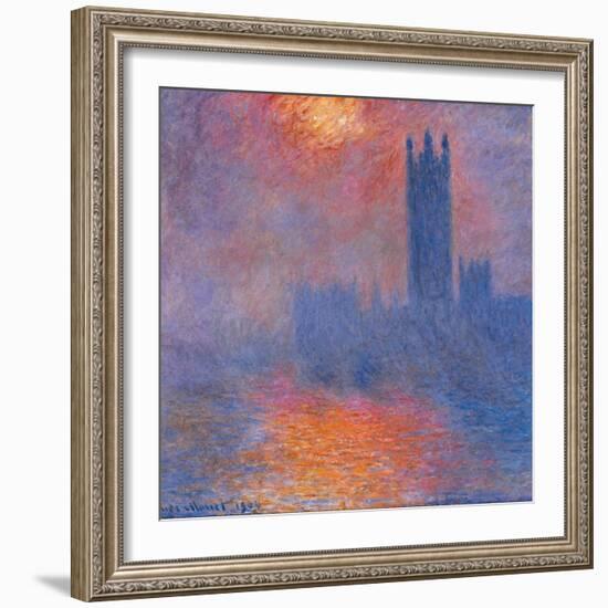 London Houses of Parliament. The Sun Shining Through the Fog-Claude Monet-Framed Art Print