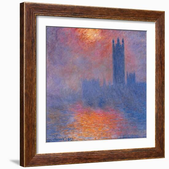 London Houses of Parliament. The Sun Shining Through the Fog-Claude Monet-Framed Art Print