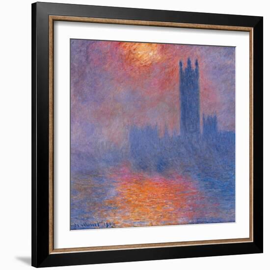 London Houses of Parliament. The Sun Shining Through the Fog-Claude Monet-Framed Art Print