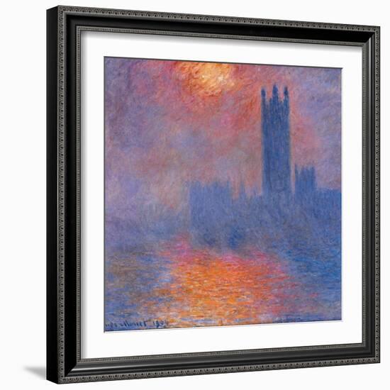 London Houses of Parliament. The Sun Shining Through the Fog-Claude Monet-Framed Art Print