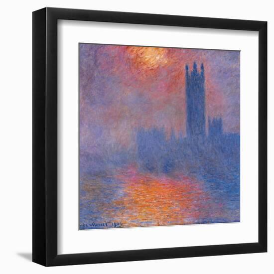 London Houses of Parliament. The Sun Shining Through the Fog-Claude Monet-Framed Art Print