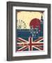 London Landmark.Vintage Background With England Flag On Old Poster-GeraKTV-Framed Art Print