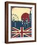 London Landmark.Vintage Background With England Flag On Old Poster-GeraKTV-Framed Art Print