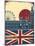 London Landmark.Vintage Background With England Flag On Old Poster-GeraKTV-Mounted Art Print