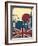 London Landmark.Vintage Background With England Flag On Old Poster-GeraKTV-Framed Art Print