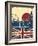 London Landmark.Vintage Background With England Flag On Old Poster-GeraKTV-Framed Art Print