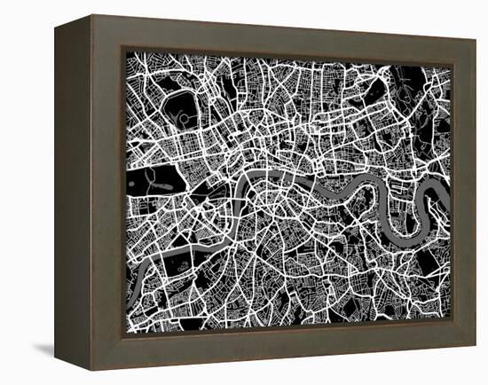 London Map Art-Michael Tompsett-Framed Stretched Canvas