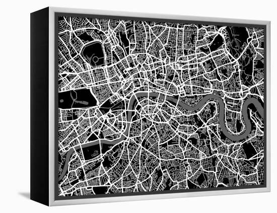 London Map Art-Michael Tompsett-Framed Stretched Canvas