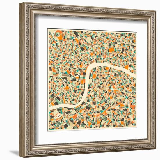 London Map-Jazzberry Blue-Framed Art Print