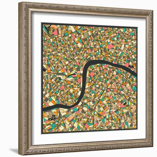 London Map-Jazzberry Blue-Framed Art Print