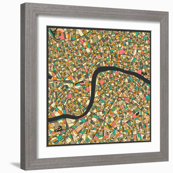 London Map-Jazzberry Blue-Framed Art Print