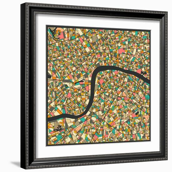 London Map-Jazzberry Blue-Framed Art Print