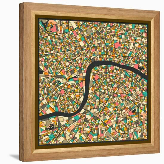 London Map-Jazzberry Blue-Framed Stretched Canvas