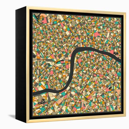 London Map-Jazzberry Blue-Framed Stretched Canvas