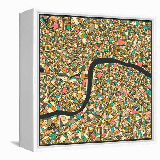 London Map-Jazzberry Blue-Framed Stretched Canvas