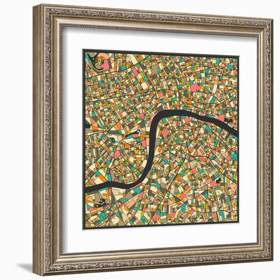 London Map-Jazzberry Blue-Framed Art Print