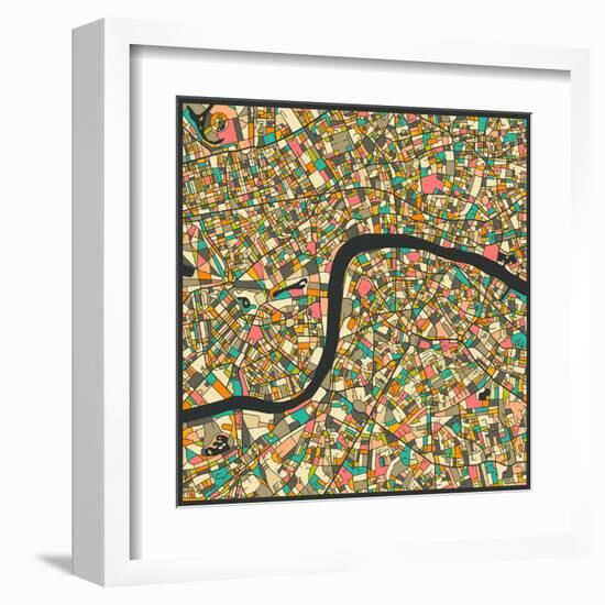 London Map-Jazzberry Blue-Framed Art Print