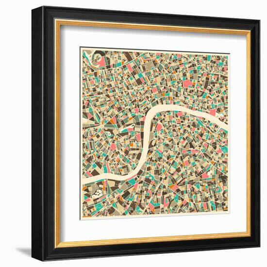 London Map-Jazzberry Blue-Framed Art Print