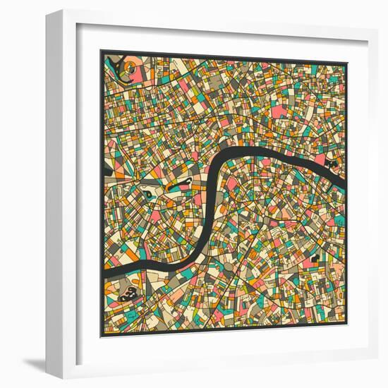 London Map-Jazzberry Blue-Framed Art Print