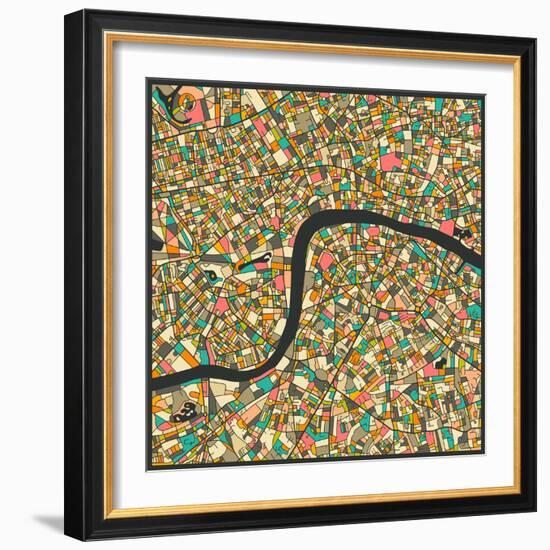 London Map-Jazzberry Blue-Framed Art Print