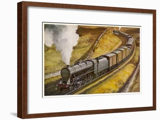 London Midland and Scottish Railway Goods Train Hauled by a 4-6-0 "Patriot" Locomotive-null-Framed Art Print