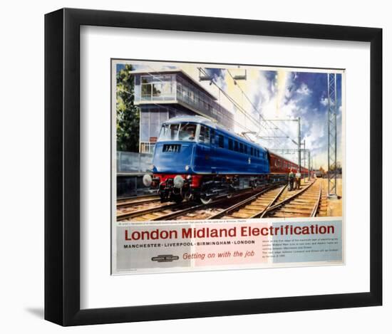 London Midland Electrification, Getting on with the Job, Wilmslow Cheshire-null-Framed Art Print