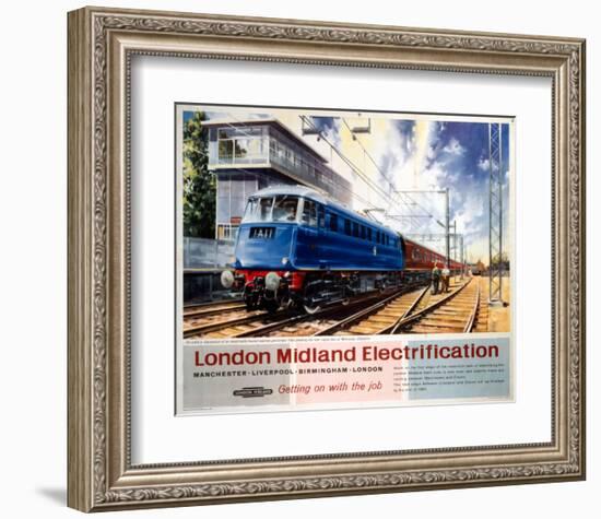 London Midland Electrification, Getting on with the Job, Wilmslow Cheshire-null-Framed Art Print