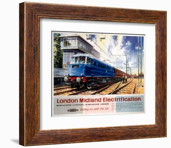 London Midland Electrification, Getting on with the Job, Wilmslow Cheshire-null-Framed Art Print