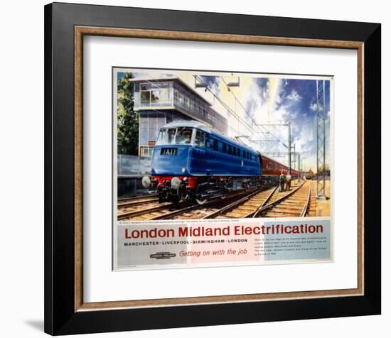 London Midland Electrification, Getting on with the Job, Wilmslow Cheshire-null-Framed Art Print