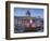 London National Gallery is illuminated at twilight with Trafalgar Square fountain-Charles Bowman-Framed Photographic Print