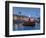 London National Gallery is illuminated at twilight with Trafalgar Square fountain-Charles Bowman-Framed Photographic Print