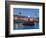 London National Gallery is illuminated at twilight with Trafalgar Square fountain-Charles Bowman-Framed Photographic Print