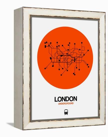 London Orange Subway Map-NaxArt-Framed Stretched Canvas