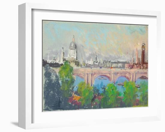 London over Waterloo Bridge-Joseph Pennell-Framed Giclee Print
