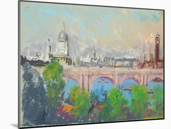 London over Waterloo Bridge-Joseph Pennell-Mounted Giclee Print