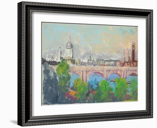 London over Waterloo Bridge-Joseph Pennell-Framed Giclee Print