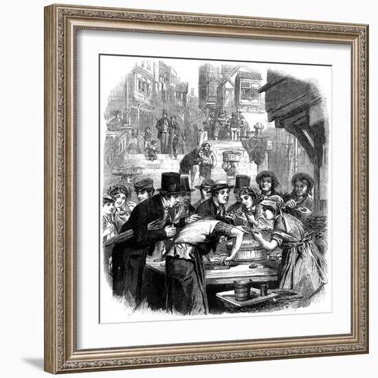 London Oyster Stall 1861-null-Framed Art Print