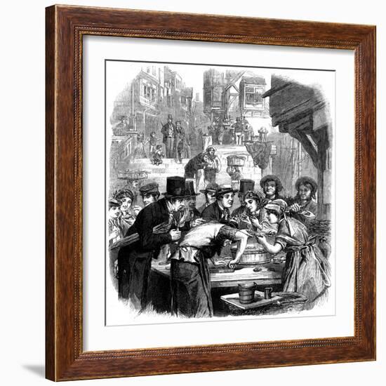 London Oyster Stall 1861-null-Framed Art Print