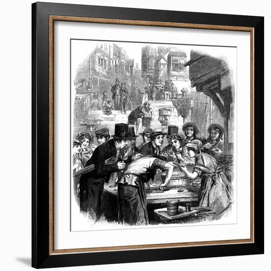 London Oyster Stall 1861-null-Framed Art Print