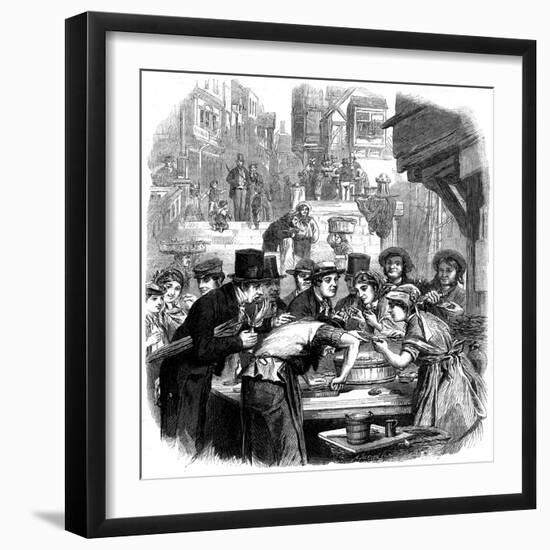 London Oyster Stall 1861-null-Framed Art Print