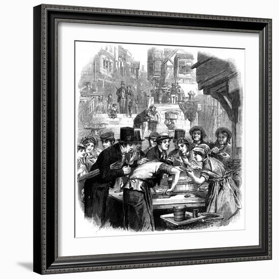 London Oyster Stall 1861-null-Framed Art Print