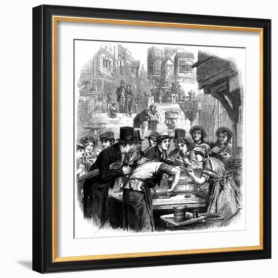 London Oyster Stall 1861-null-Framed Art Print