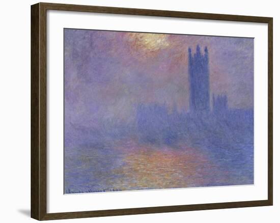 London Parliament in the Fog, c.1904-Claude Monet-Framed Giclee Print