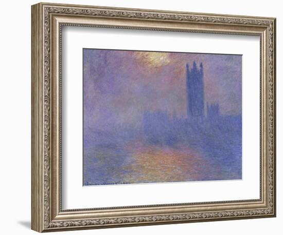 London Parliament in the Fog, c.1904-Claude Monet-Framed Giclee Print