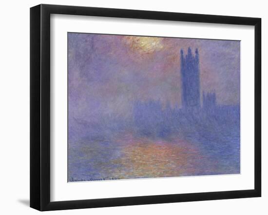 London Parliament in the Fog, c.1904-Claude Monet-Framed Giclee Print